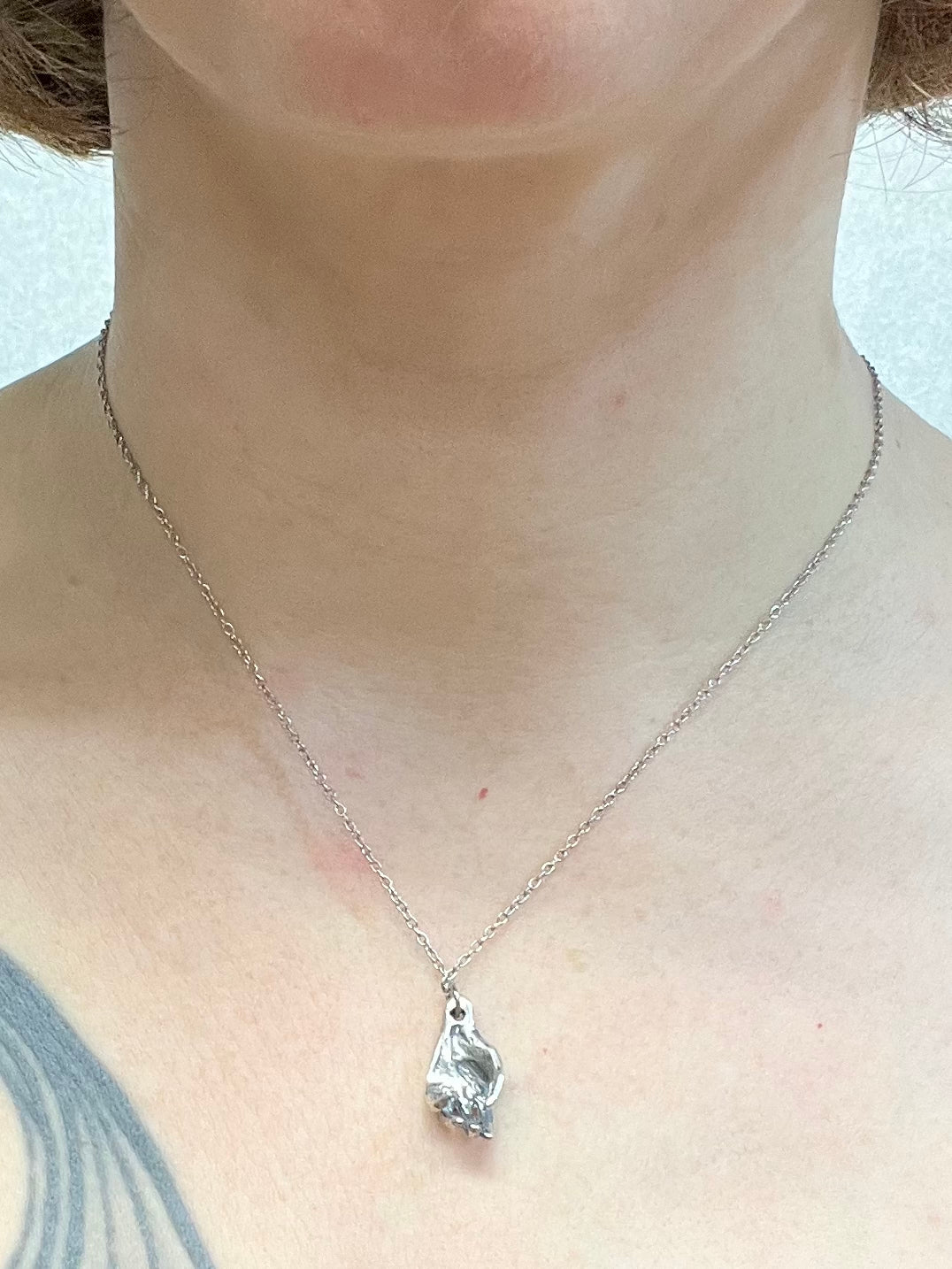 Hand Pendant Necklace. Sterling silver. 1" x 2.5". Select chain length 16, 18, 20 inch