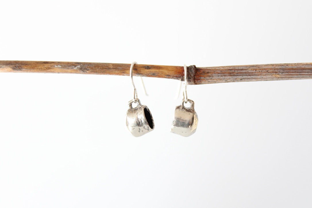 SILVER Muggie Earrings. Sterling silver hooks. Mug is 1/4" tall