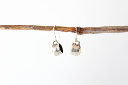 SILVER Muggie Earrings. Sterling silver hooks. Mug is 1/4" tall