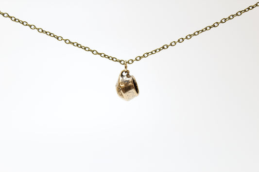 BRONZE Mug Pendant Necklace. .5" x .5". Select chain length 18, 24 inch