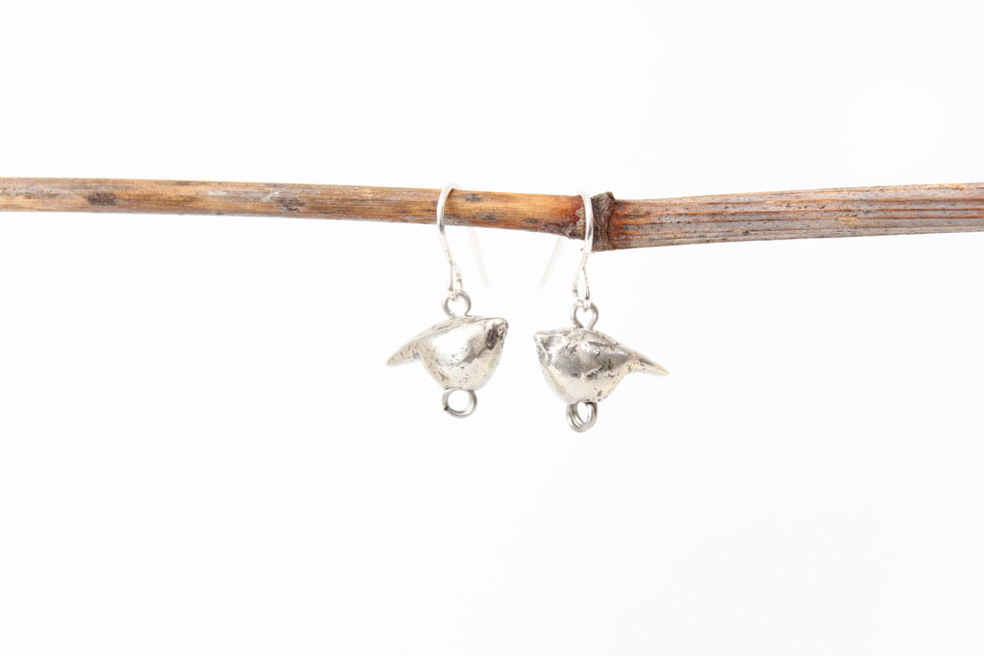 SILVER Bird Earrings. Sterling silver hooks. 5/8"