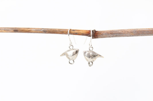 SILVER Bird Earrings. Sterling silver hooks. 5/8"
