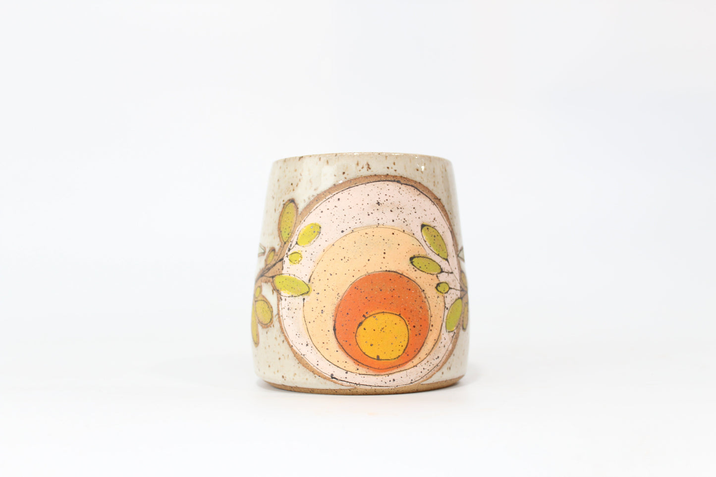 PRE-SALE Retro Sunset with Teal Bird Mug. Small (9-11 oz), medium (12-14 oz) or large (15-17 oz). Angled or straight walls