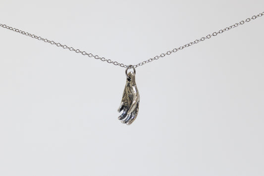 Hand Pendant Necklace. Sterling silver. 1" x 2.5". Select chain length 16, 18, 20 inch