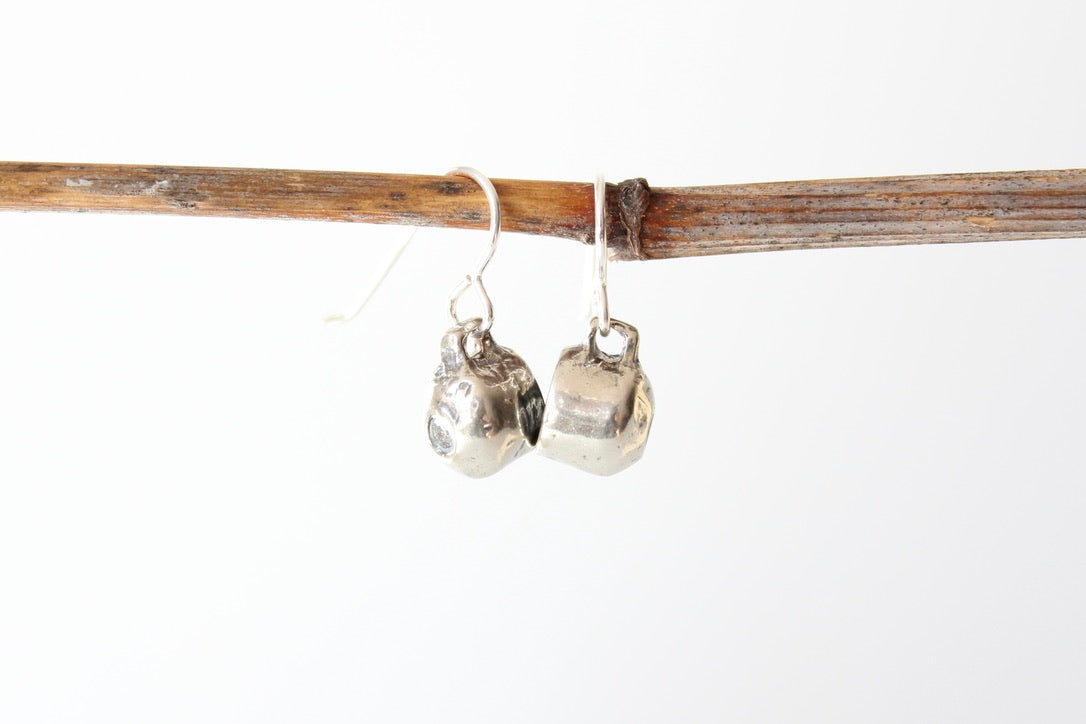 SILVER Muggie Earrings. Sterling silver hooks. Mug is 1/4" tall
