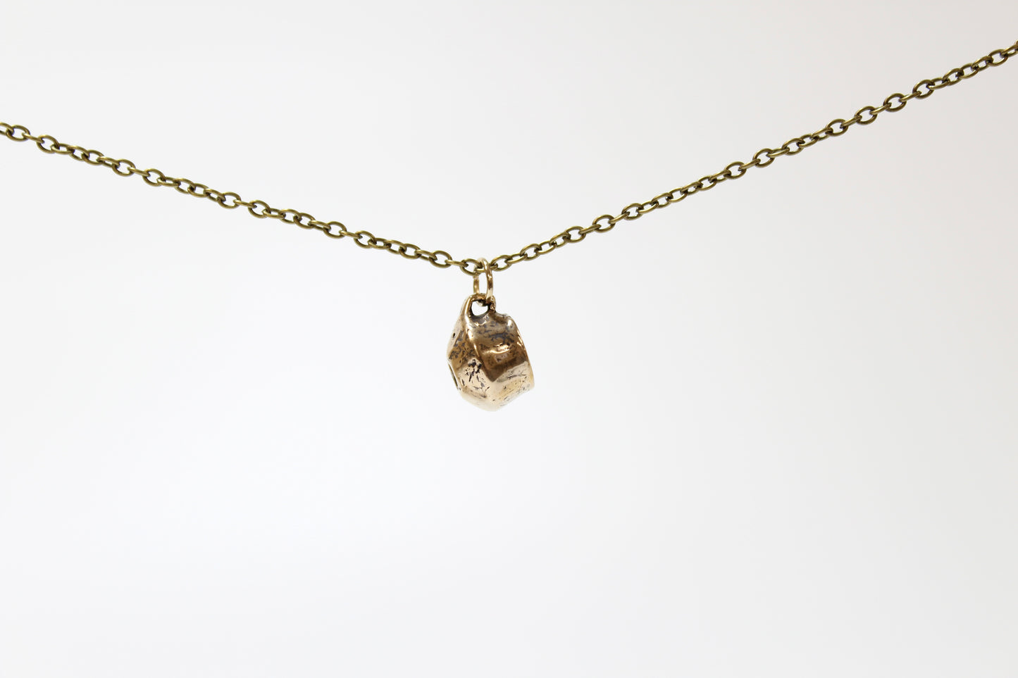 BRONZE Mug Pendant Necklace. .5" x .5". Select chain length 18, 24 inch