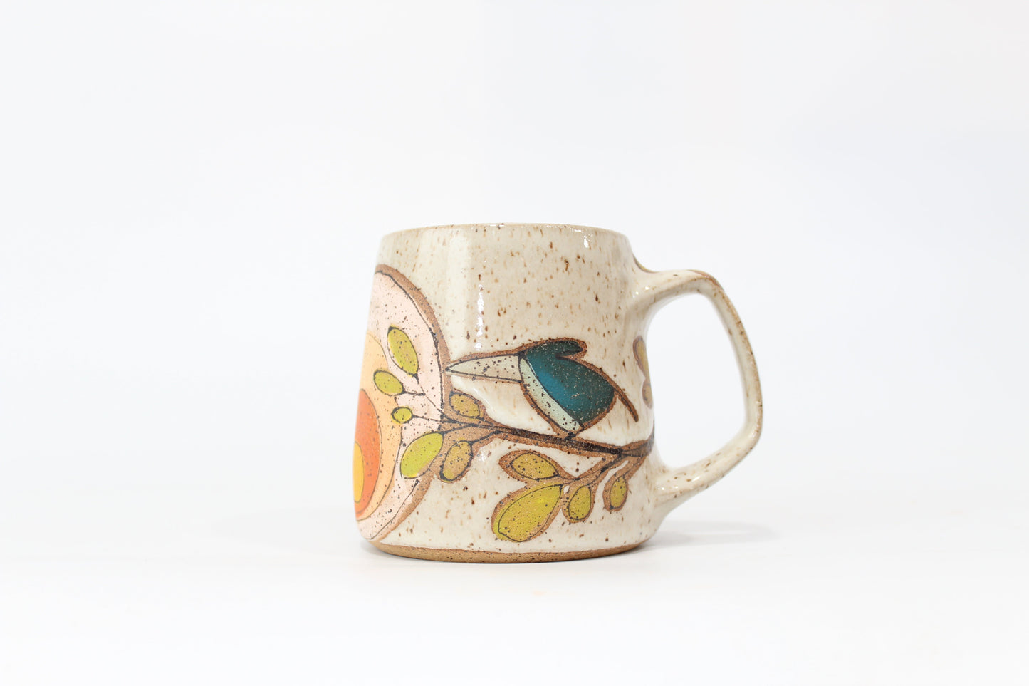PRE-SALE Retro Sunset with Teal Bird Mug. Small (9-11 oz), medium (12-14 oz) or large (15-17 oz). Angled or straight walls