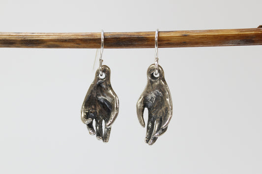 Hands Earrings. Sterling silver. 1" x 1/2"