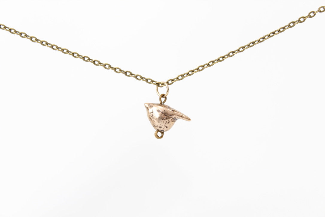 BRONZE Bird Pendant Necklace. 3/4" bird.  Select chain length 18, 24 inch