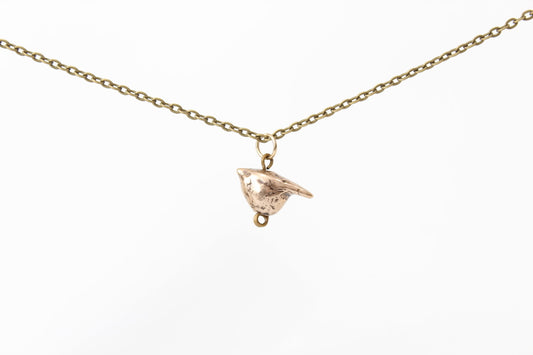 BRONZE Bird Pendant Necklace. 3/4" bird.  Select chain length 18, 24 inch