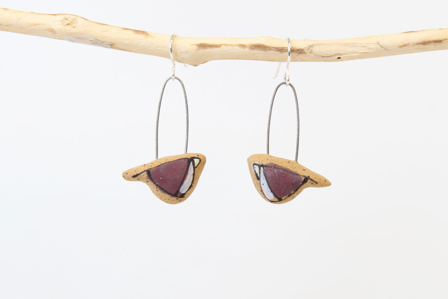007. Purple Bird Earrings - 1"