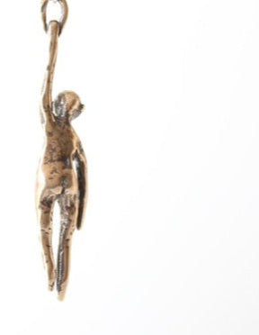 BRONZE Hang in There Buddy (looking down) Pendant Necklace. Sterling silver. 1 1/2" x 1/2". Select chain length 18, 24 inch