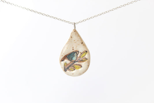 1085. Teal Bird Necklace - 1" x 1 1/2"