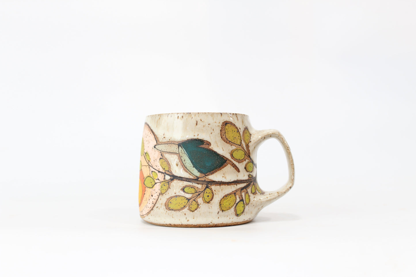 PRE-SALE Retro Sunset with Teal Bird Mug. Small (9-11 oz), medium (12-14 oz) or large (15-17 oz). Angled or straight walls