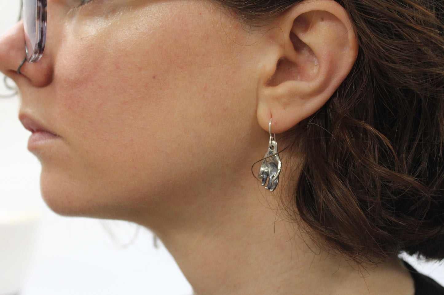 Hands Earrings. Sterling silver. 1" x 1/2"