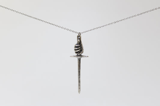 SILVER Ace of Swords Pendant Necklace. Sterling silver. 1" x 2.5". Select chain length 16, 18, 20 inch