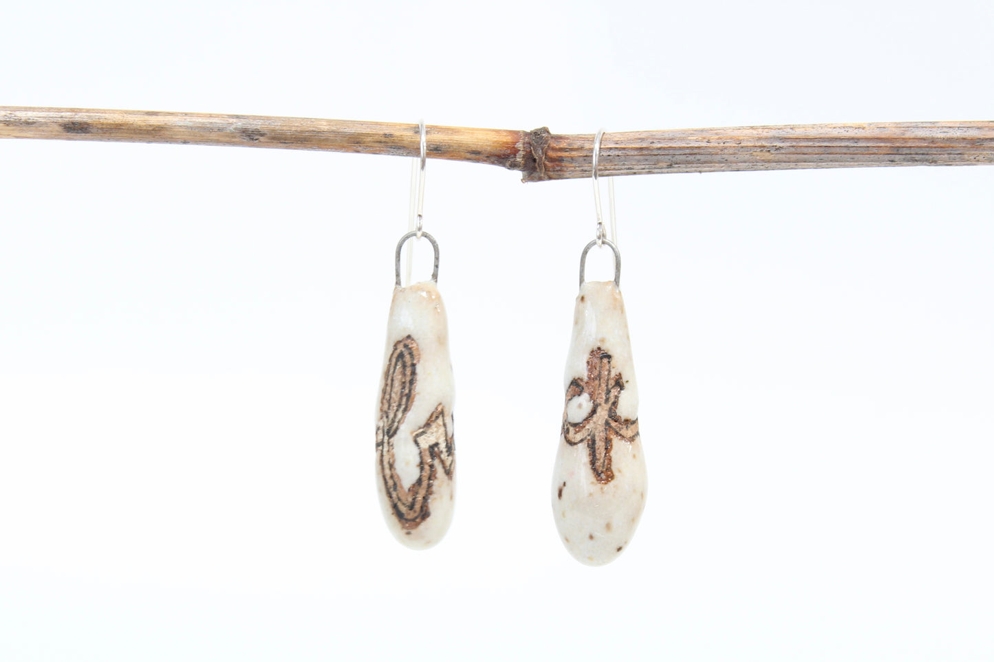 232. White Fuck Drop Earrings - 1" x 1.5"