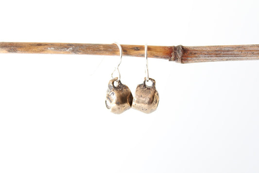 BRONZE Muggie Earrings. Sterling silver hooks. Mug is 1/4" tall