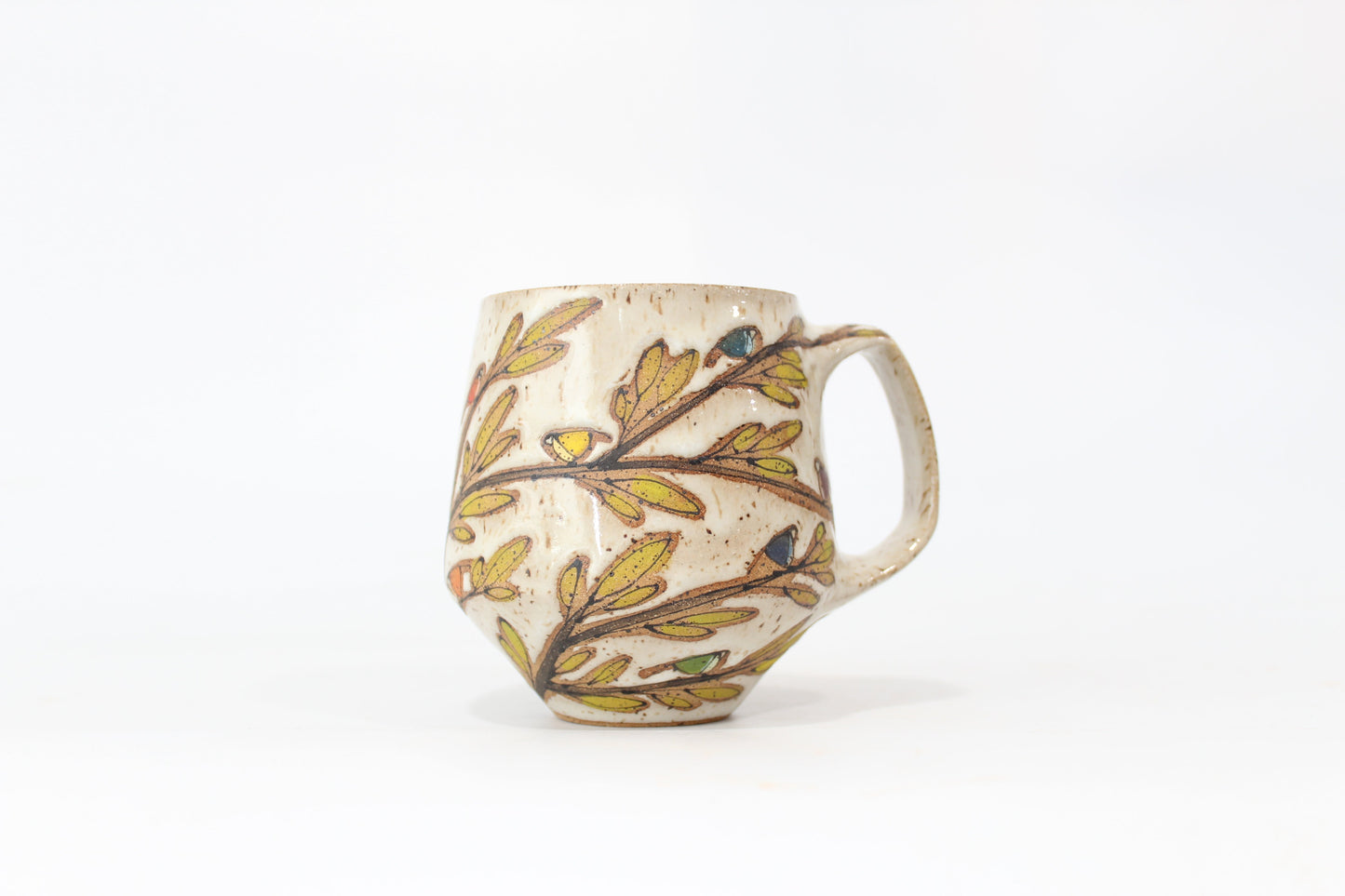 PRE-SALE Tiny Rainbow Birds Mug. Small (9-11 oz), medium (12-14 oz) or large (15-17 oz). Angled or straight walls