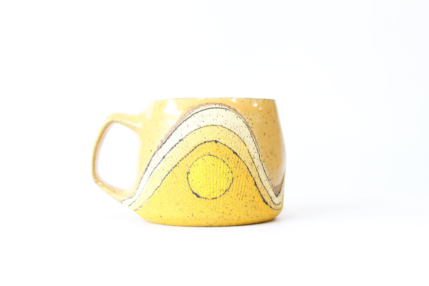 007. Yellow Wave with Circles Textured Buddy Mug - 12oz.