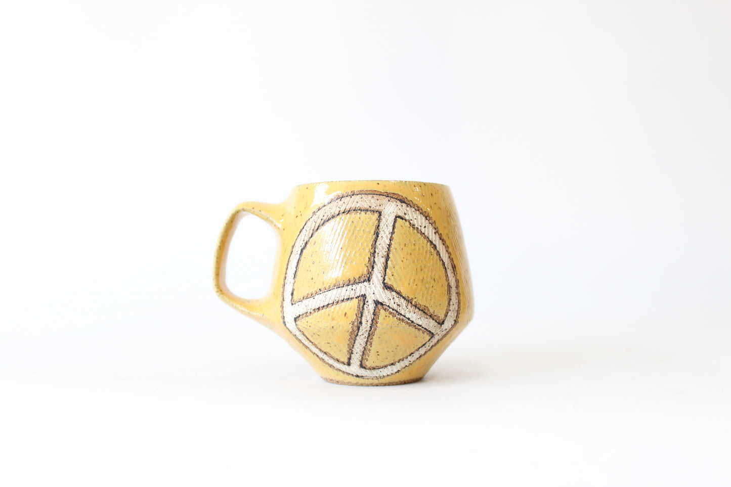 PRE-SALE Textured Peace Sign Mug. Small (9-11 oz), medium (12-14 oz) or large (15-17 oz). 4-10 weeks