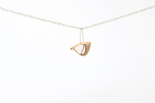 175. Pink Underglaze Bird Necklace - 1" x 1"