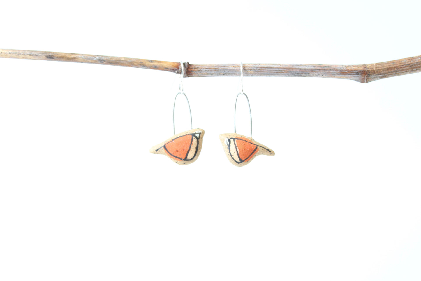 061. Orange Bird Earrings - 1"