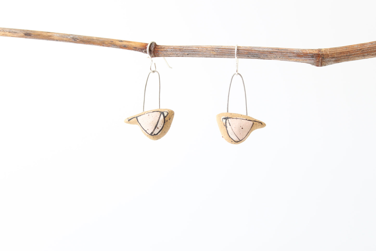 066. Pink Bird Earrings - 1"