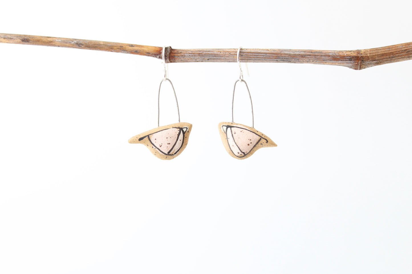 067. Pink Bird Earrings - 1"
