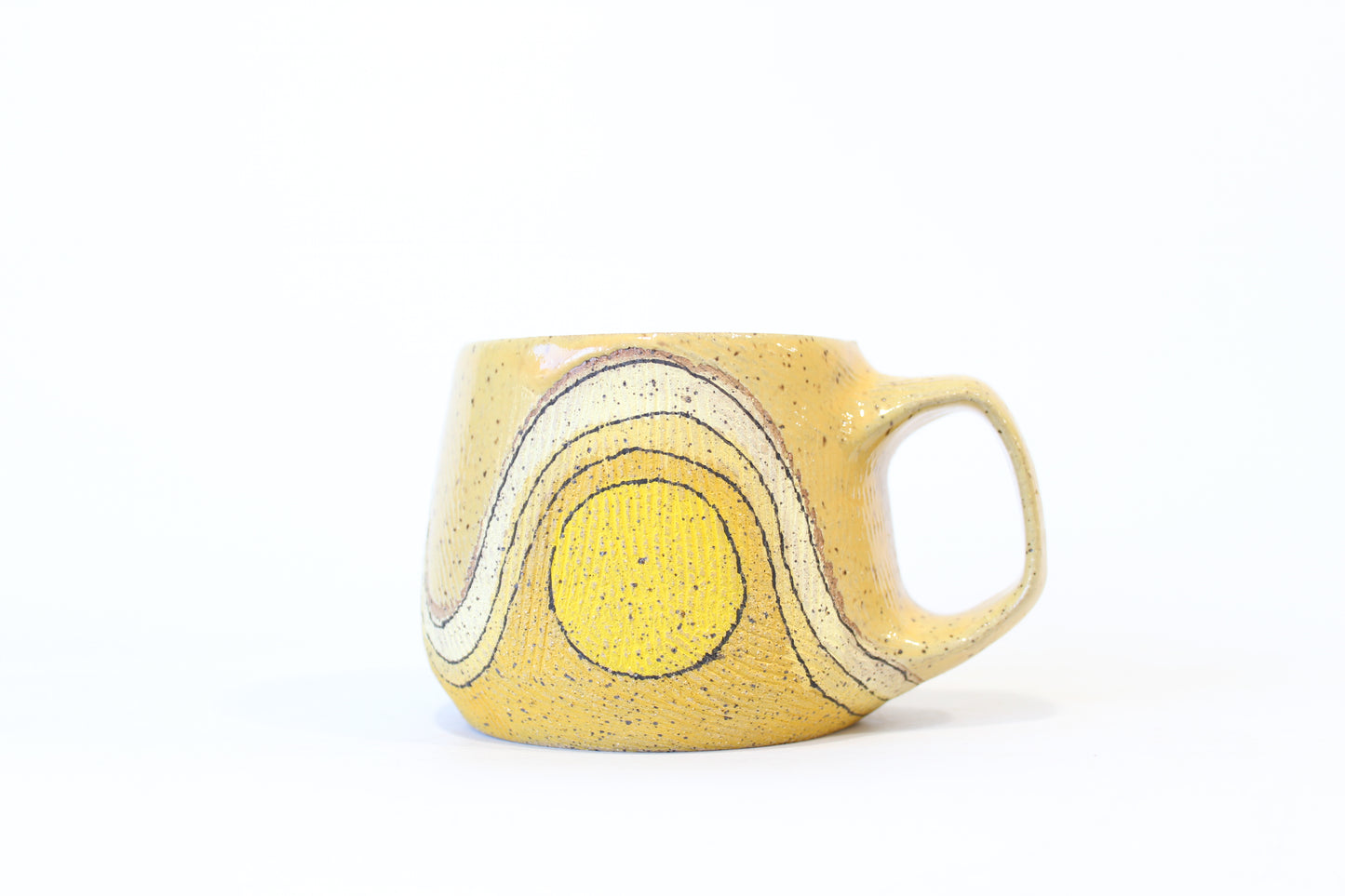 019. Yellow Wave with Circles Mug - 12oz.