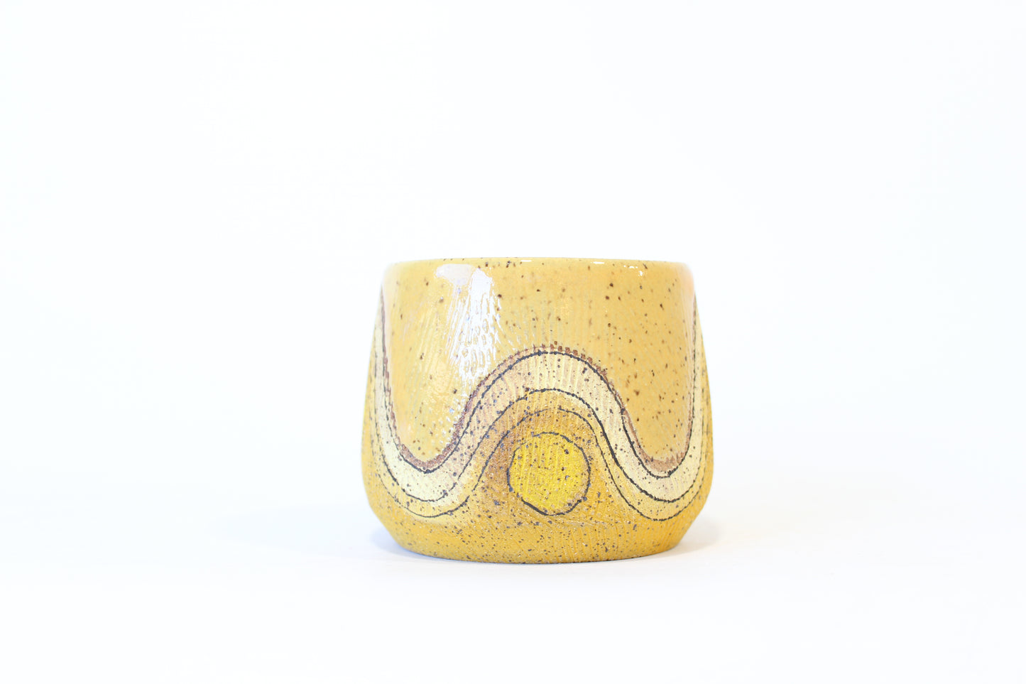 019. Yellow Wave with Circles Mug - 12oz.