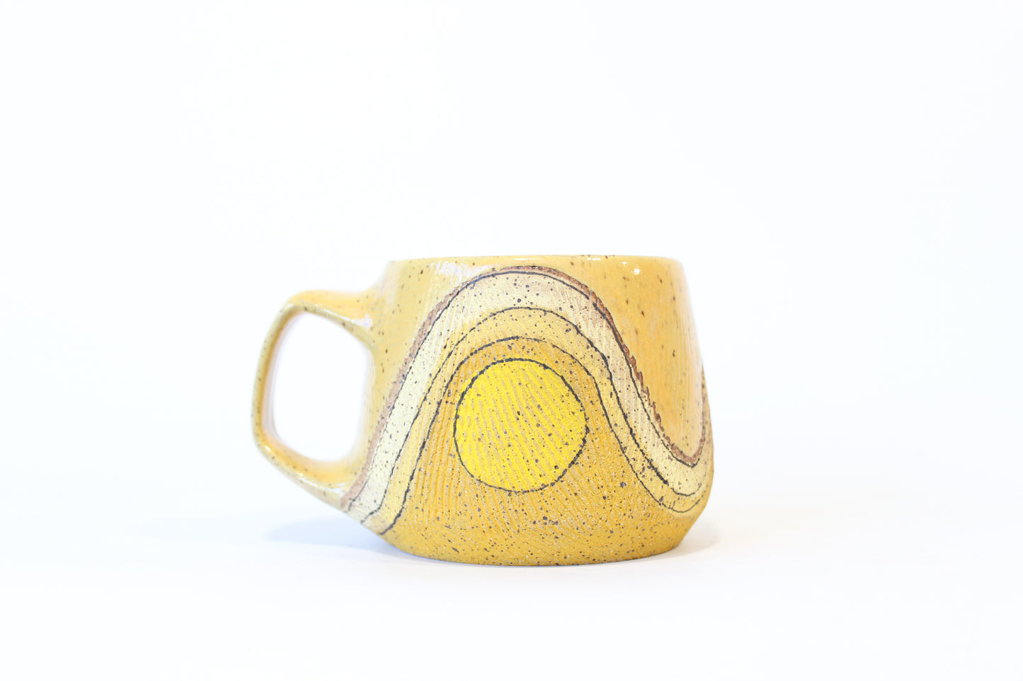 019. Yellow Wave with Circles Mug - 12oz.