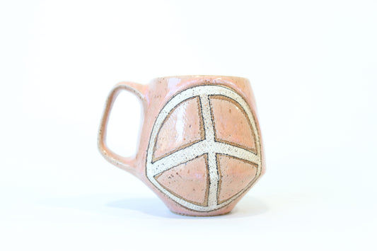 028. Textured Peace Sign Mug - Pink - 16oz.