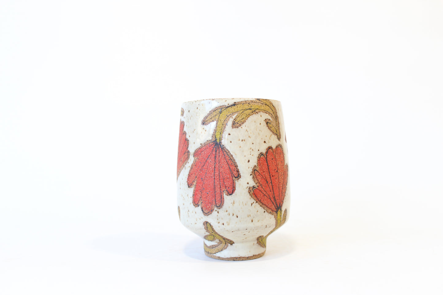 032. Red Flower Cup (no handle) - 14oz.