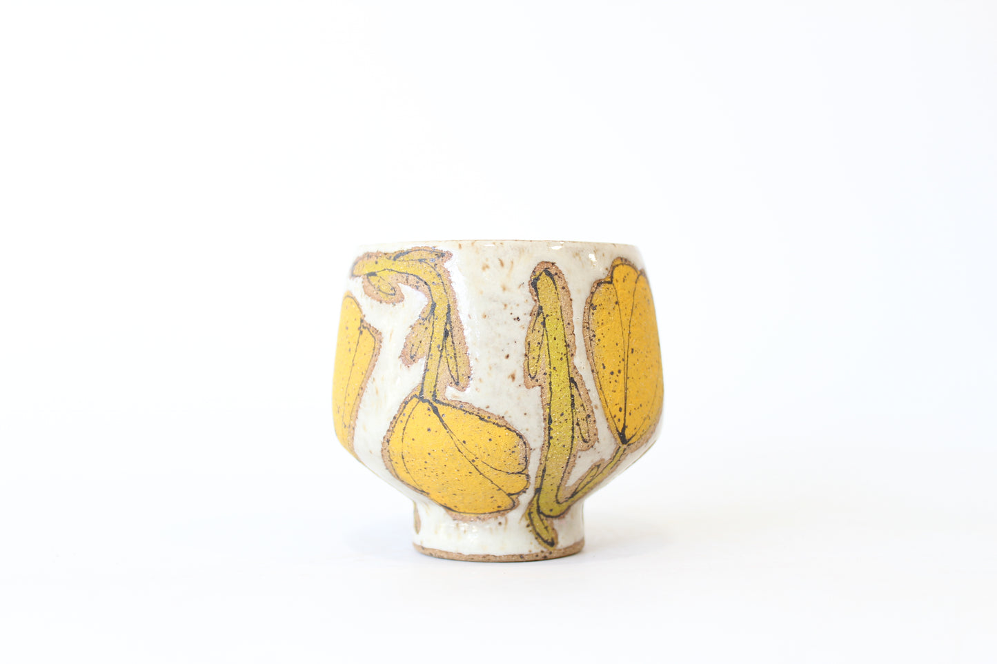 038. Yellow Flowers Cup (no handle) - 8oz.
