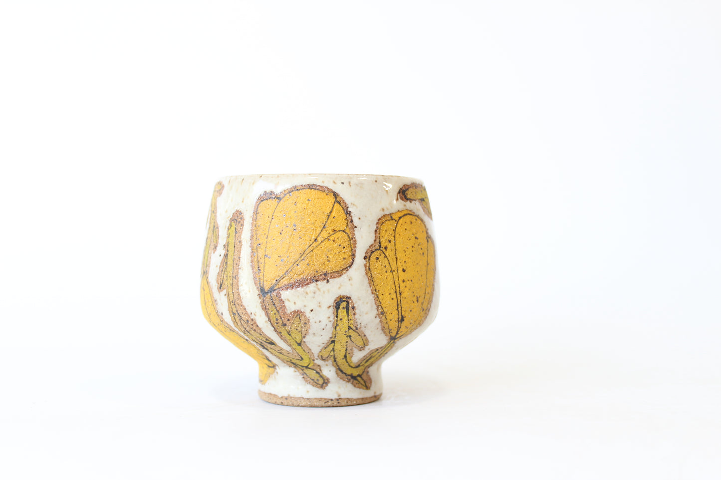 038. Yellow Flowers Cup (no handle) - 8oz.