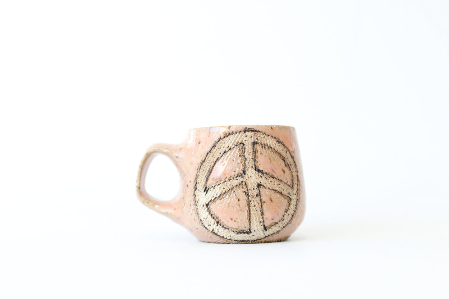 068. Textured Peace Sign Mug - Pink - Ornament size - 2 oz.
