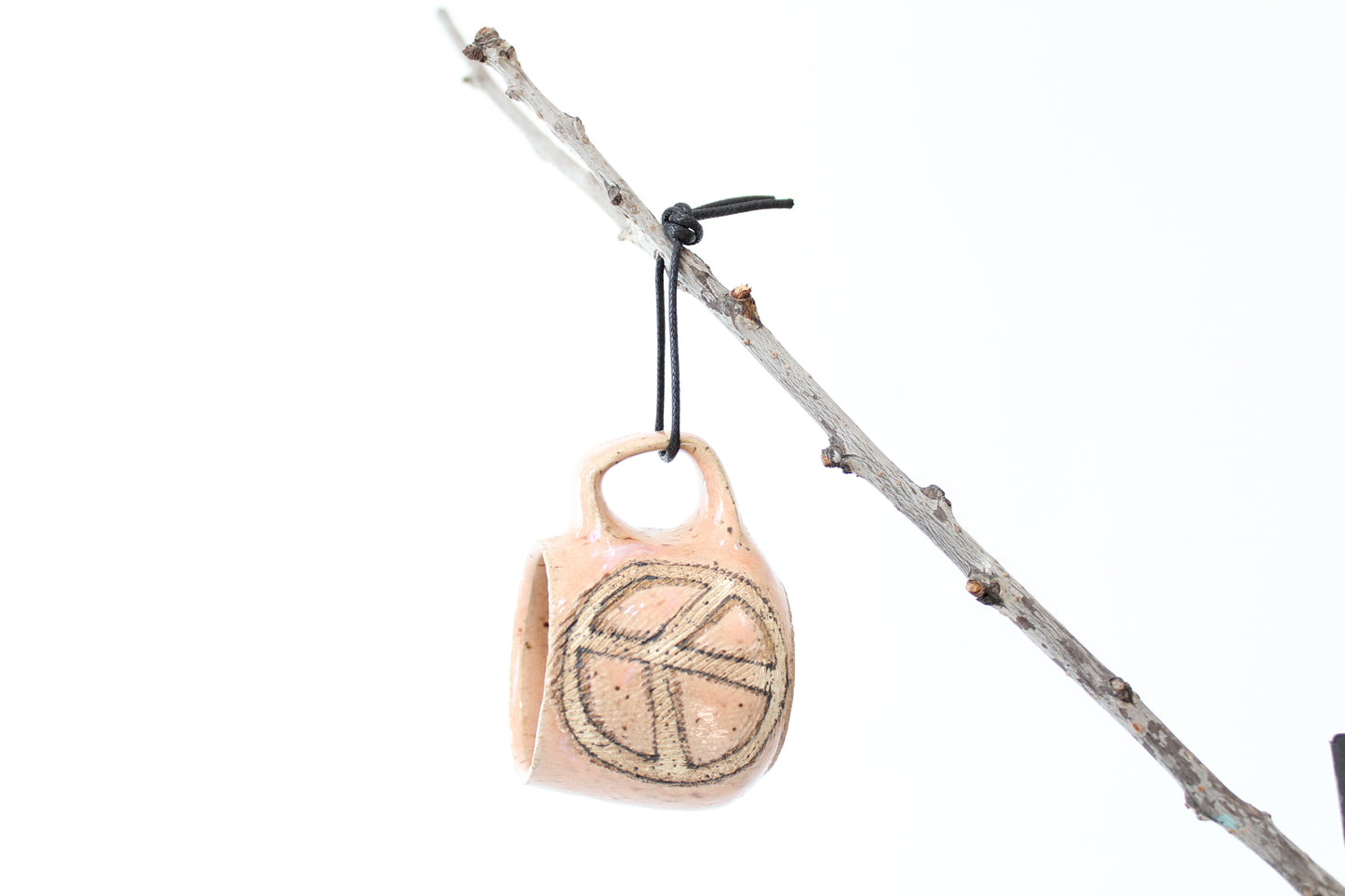 068. Textured Peace Sign Mug - Pink - Ornament size - 2 oz.