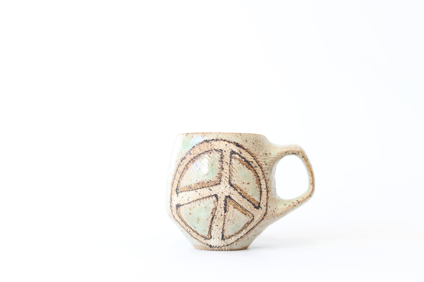 069. Textured Peace Sign Mug - Light Turquoise - Ornament size - 2 oz.
