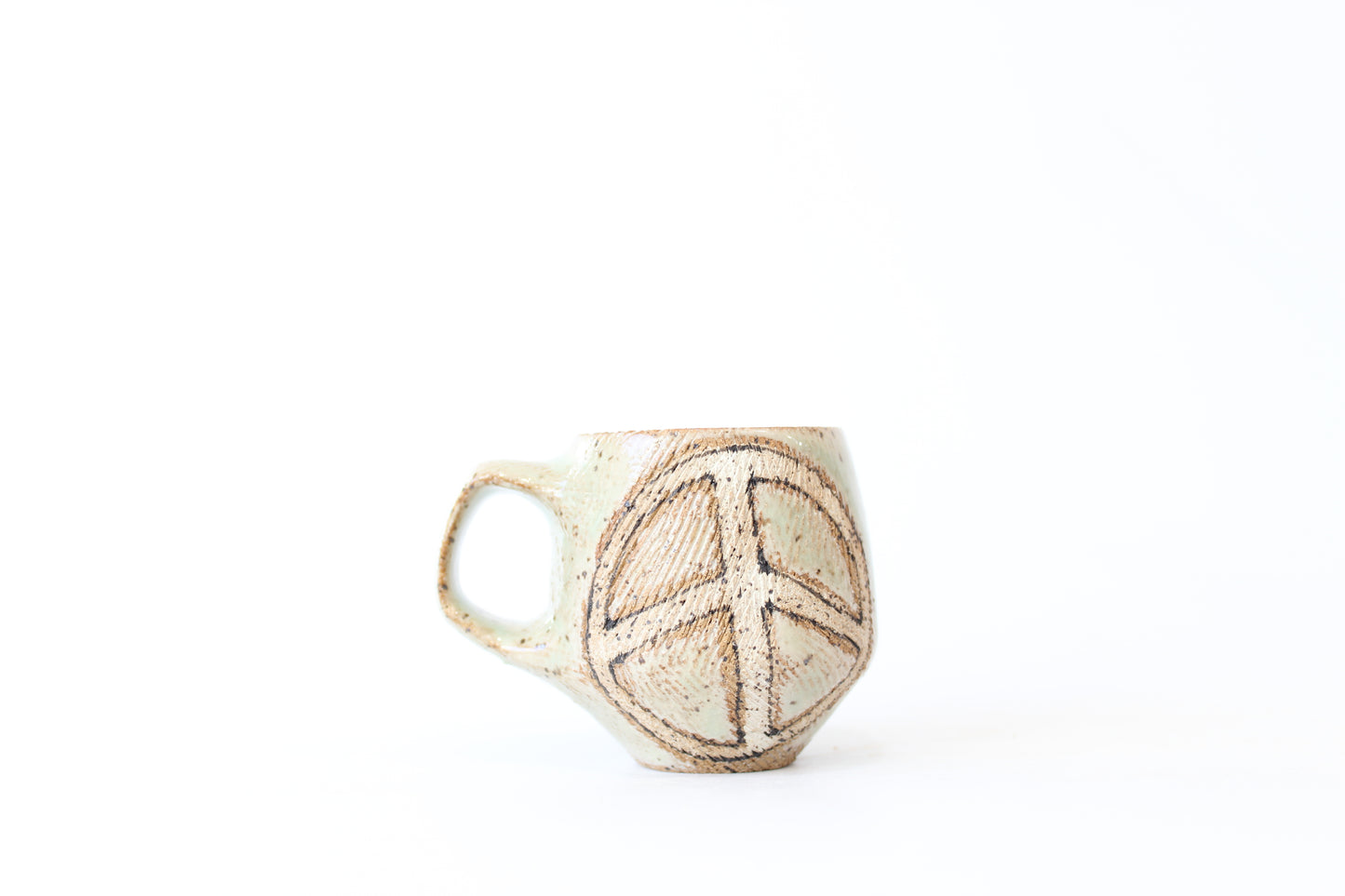 069. Textured Peace Sign Mug - Light Turquoise - Ornament size - 2 oz.