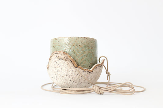 049. Textured Cloud Hanging Planter - Light Turquoise - small pot - 3.5''h x 4''w