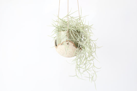 049. Textured Cloud Hanging Planter - Light Turquoise - small pot - 3.5''h x 4''w