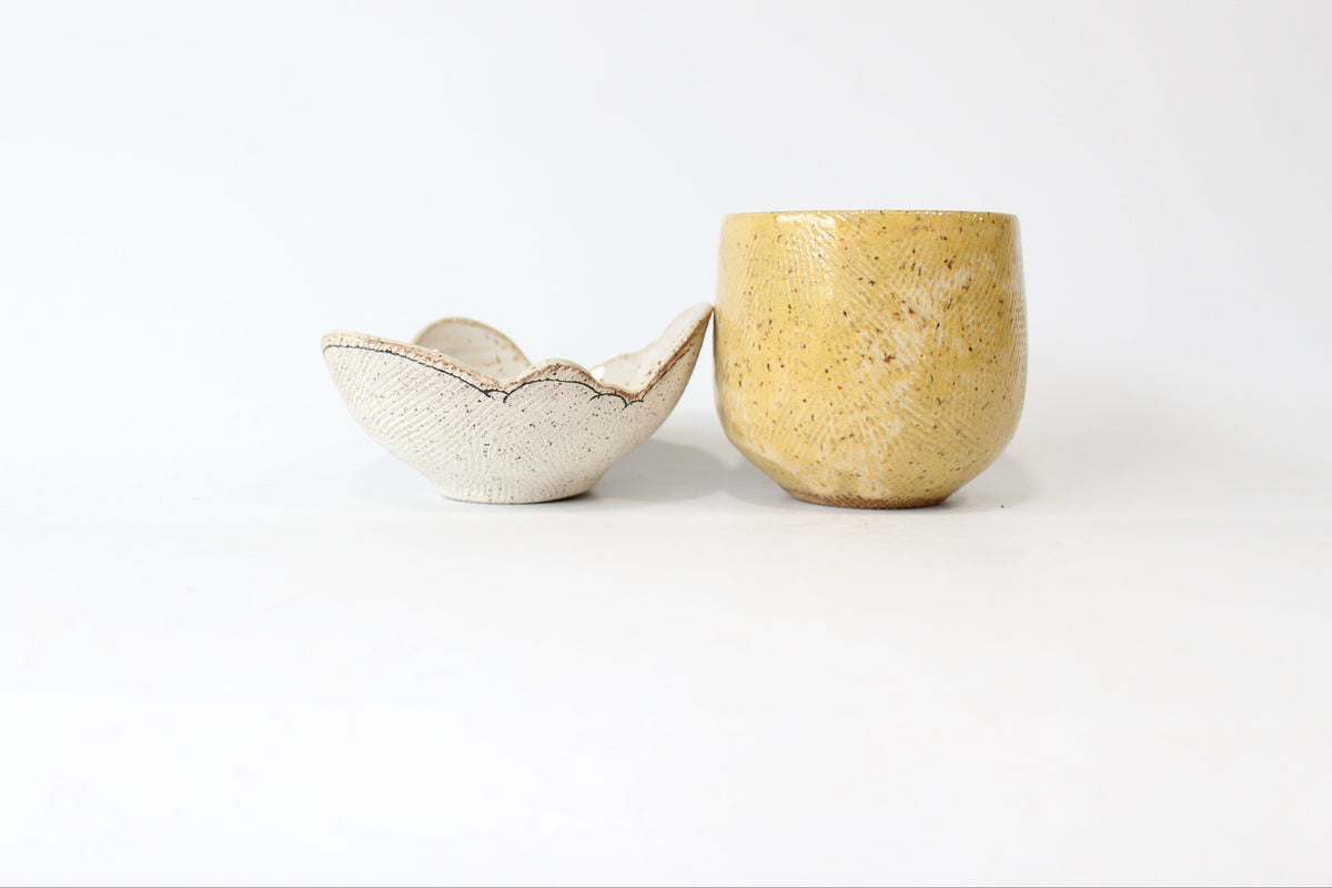 202. Textured Tabletop Cloud Planter with Tray - MEDIUM pot- turquoise sky or sunshine yellow plant pot - 4.5''h x 5''w