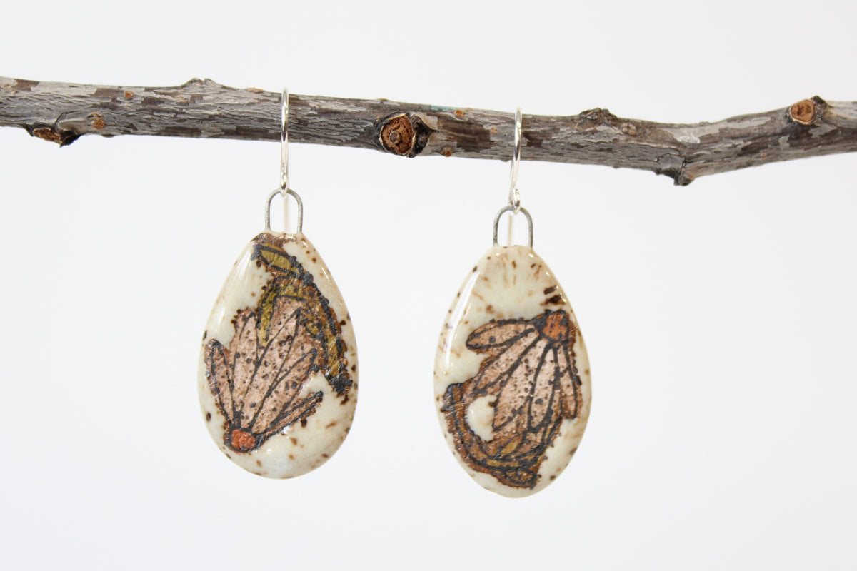 106. Pink Coneflower Disk Earrings - 1"