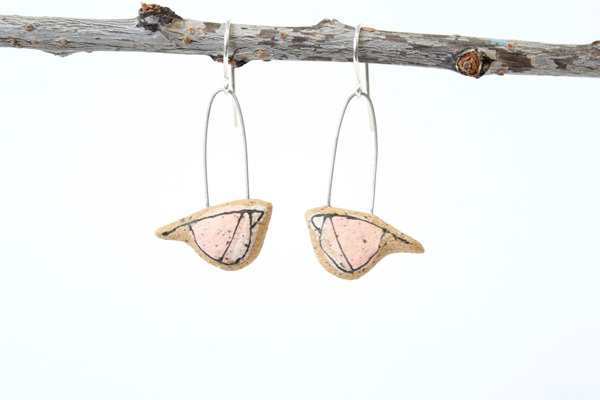 119. Pink Bird Earrings - 1"