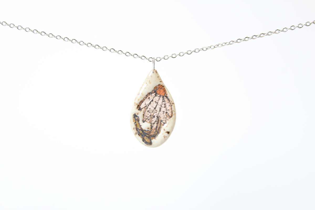 123. Pink Coneflower Disk Necklace - .75" x 1.5"