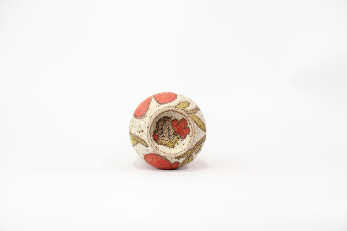 055. Red Flower Cup (no handle) - 13oz.