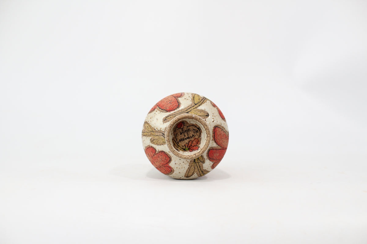 057. Red Flower Cup (no handle) - 12oz.