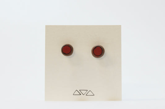 171. Wine Red Dot Stud Earrings. Stainless steel stud with stabilizer backs. 3/8"