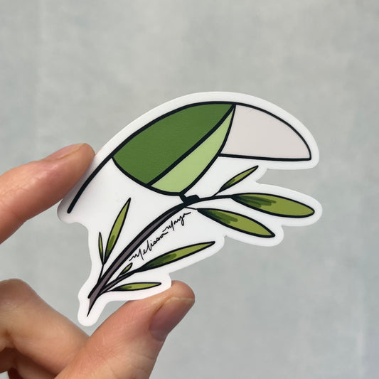 Green Toucanet STICKER. 3 x 2.5 inches. SCROLL DOWN to build you sticker pack - 20% off two or more